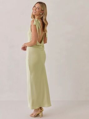 Park & Fifth Light Sage Backless Tie-Shoulder Maxi Dress